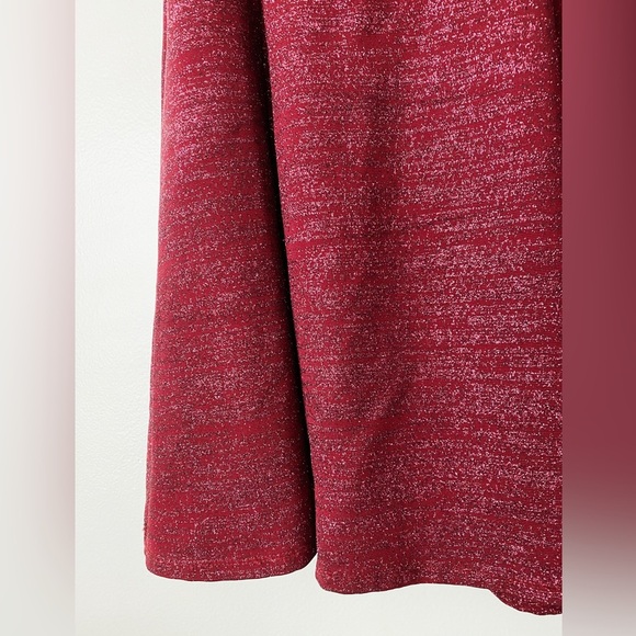 Betsy & Adam's Off-The-Shoulder Glitter Formal Wedding Prom Homecoming Red Dress - Picture 6 of 10